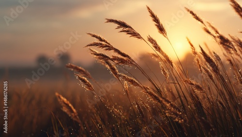 Rural Wheat Field in Early Morning