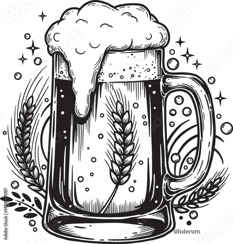  Beer Glass and Mugs Collection Silhouettes White Color Background