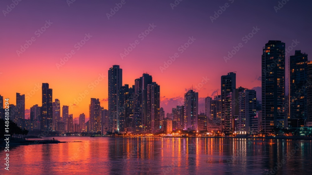 Fototapeta premium Sunset Over High-Rise Buildings