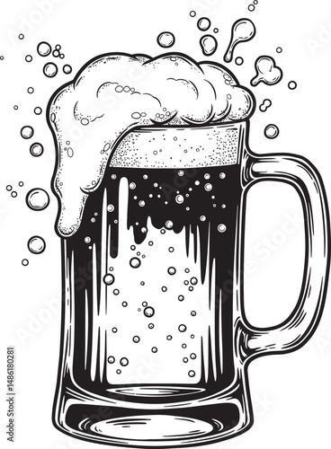  Beer Glass and Mugs Collection Silhouettes White Color Background