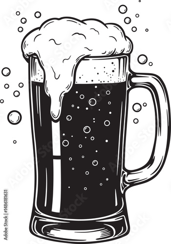  Beer Glass and Mugs Collection Silhouettes White Color Background