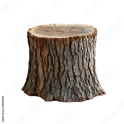 Rustic Tree Stump Isolated on Transparent Background - Natural Wooden Texture