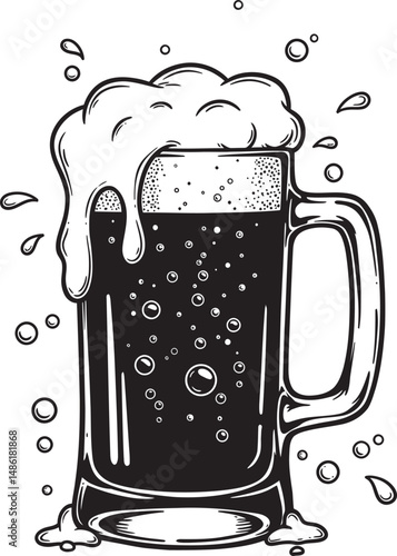  Beer Glass and Mugs Collection Silhouettes White Color Background