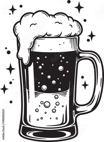  Beer Glass and Mugs Collection Silhouettes White Color Background