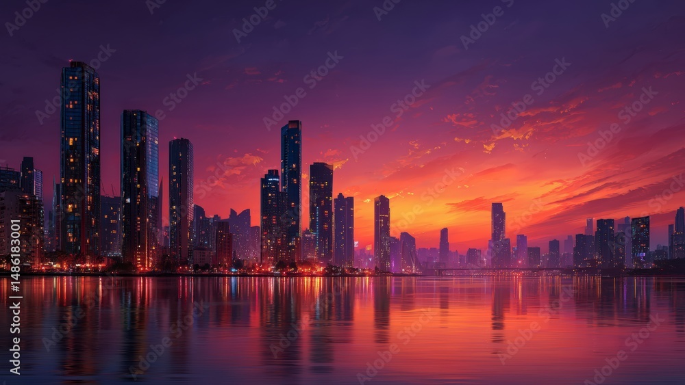 Fototapeta premium Sunset Colors Over the Skyline