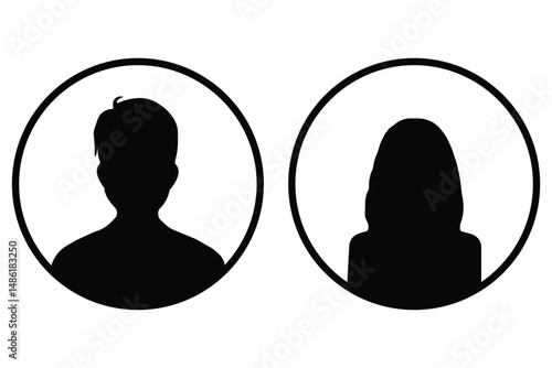 Male and female face silhouette or icon. Man and woman avatar profile. Unknown or anonymous person. eps 10