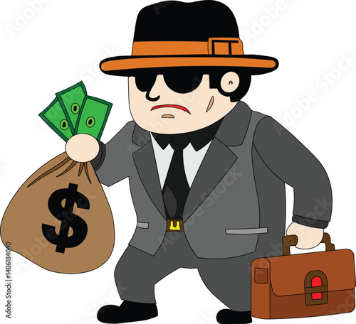 Money Heist cyber criminal banker thief illustration clipart