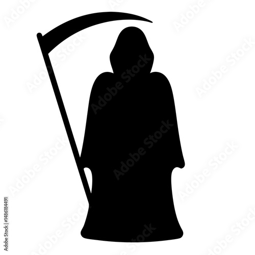 A menacing silhouette of the Grim Reaper wielding a deadly scythe