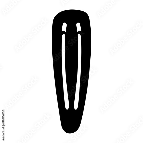 Simple black vector illustration of an oldfashioned hair clip isolated on white