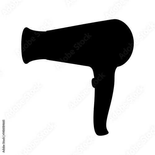 Silhouette of a hair dryer standing against a white background showing detail