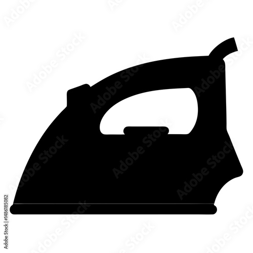 A black silhouette of an electric iron used for ironing clothes
