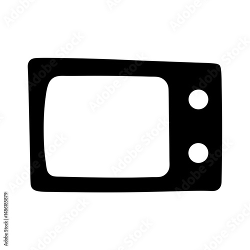 Simple cartoon depiction of an electric microwave oven for general purpose cooking