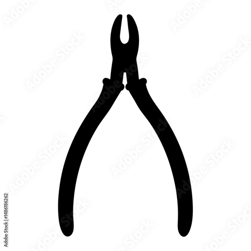 Black silhouette of end cutting pliers tool on white background