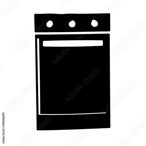 Simple black and white sketch of a modern kitchen oven appliance