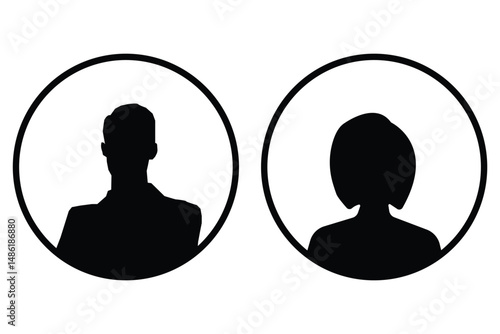 Man and woman head icon silhouette. Male and female avatar profile, face silhouette sign – stock vector, Set of male and female icons. Vector eps 10