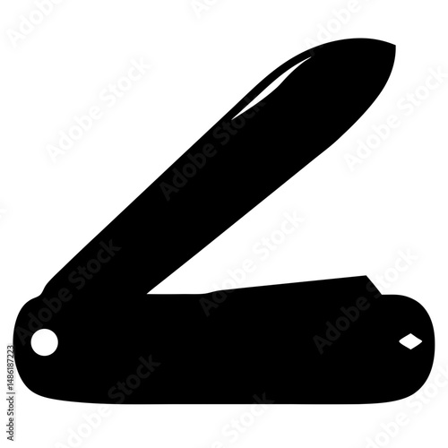 Silhouette of a traditional pocket knife with blade partially open