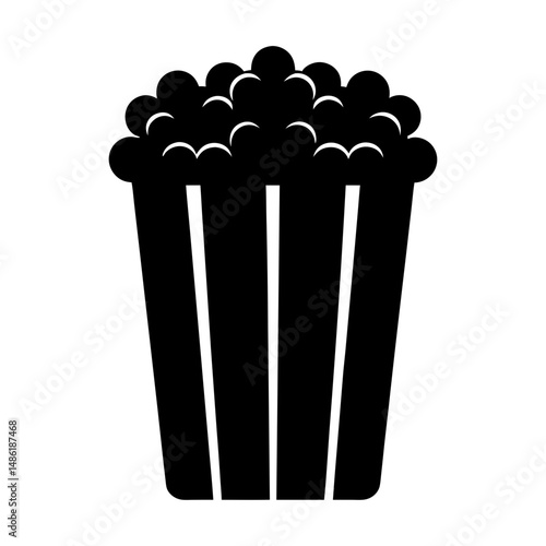 Silhouette of a full popcorn container, ideal for movie nights and snacks