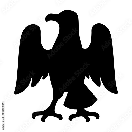 Dramatic black silhouette of an imperial eagle, wings spread and talons displayed