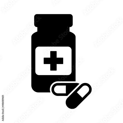 Wallpaper Mural Medicine bottle and pills icon. Torontodigital.ca