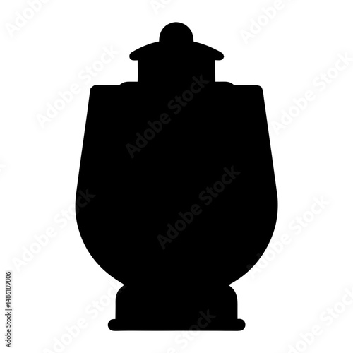 Black silhouette of a decorative covered urn with a round knob