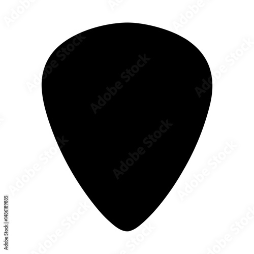 Black guitar pick on a white background perfect for musicians and art