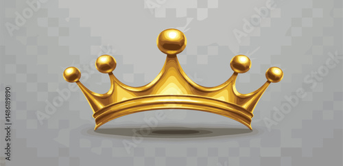 Shiny Golden Crown vector illustration – 3D realistic Royal Crown with sparkles on transparent background for Luxury, Power, and Royalty design