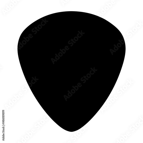 Black guitar pick silhouette on a white background suitable for music design