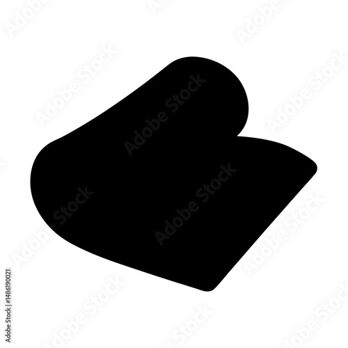 Abstract representation of a solid black three dimensional form on white background