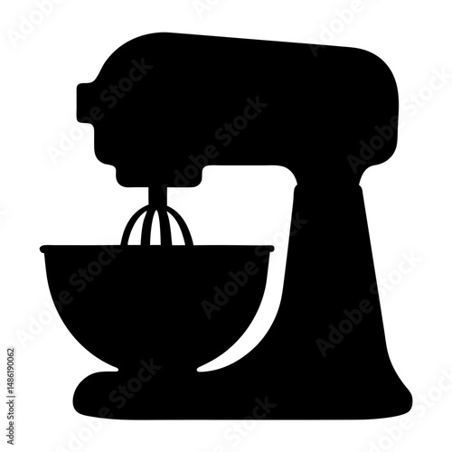 Silhouette of a stand mixer with bowl and whisk attachment ready for baking