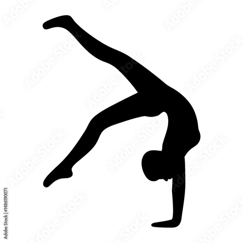 Silhouette of a flexible woman performing a cartwheel with smooth lines