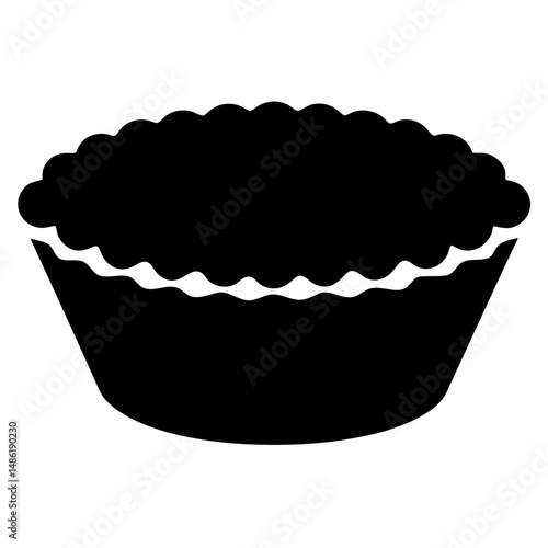 Black and white silhouette of a pie with a decorative crust