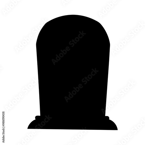 Silhouette of a rounded tombstone against a white background perfect for Halloween
