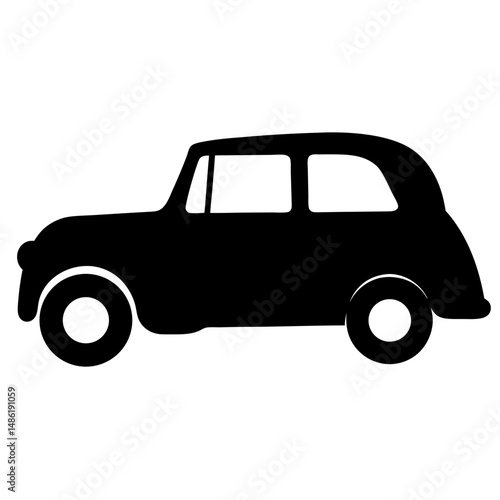 Simple Silhouette of a Classic Mini Cooper Style Car Illustration