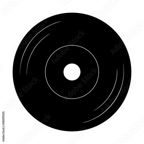 Simple black and white image of a vinyl record showing concentric circles