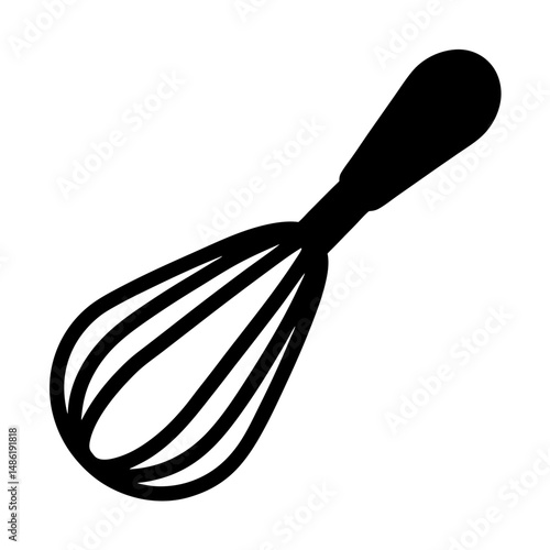 Black and white whisk illustration for cooking and baking preparation