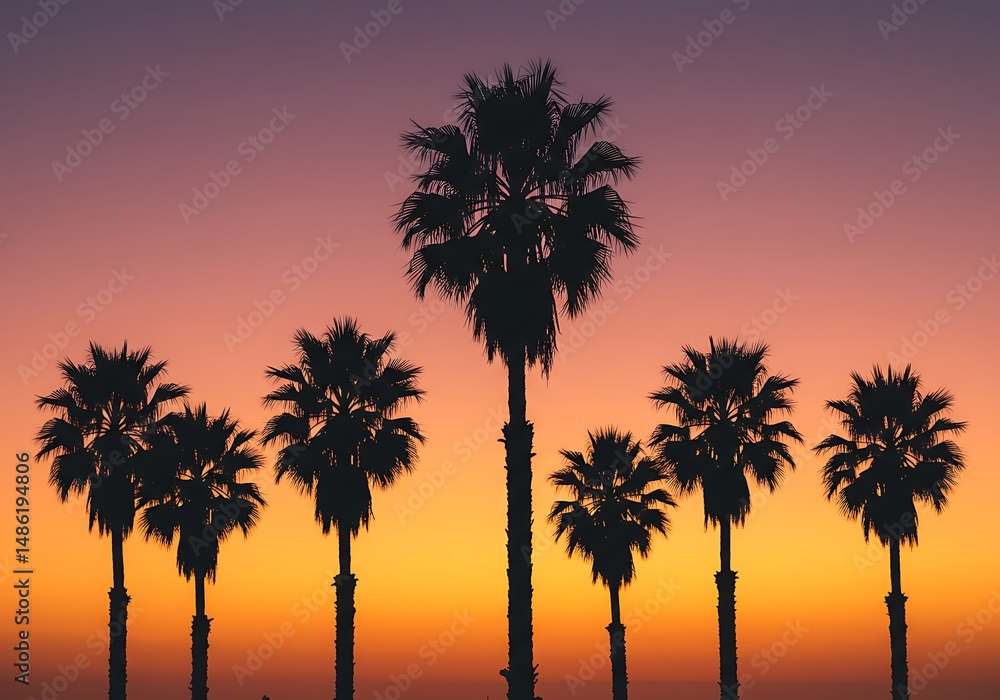 Obraz premium Sunset Silhouette Serenade AI Generated