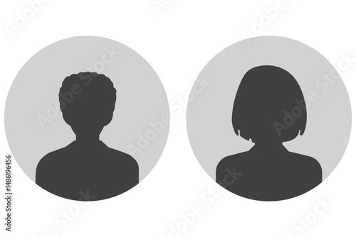 A vector illustration depicting male and female face silhouettes or icons, serving as avatars or profiles for unknown or anonymous individuals. Set of vector avatar profile icon in silhouettes eps 10