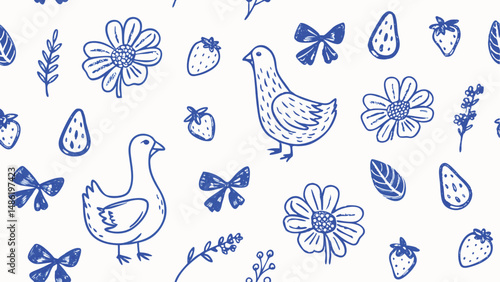 Charming Hand Drawn Seamless Floral Pattern Perfect for Textile Wallpaper and Packaging Designs
