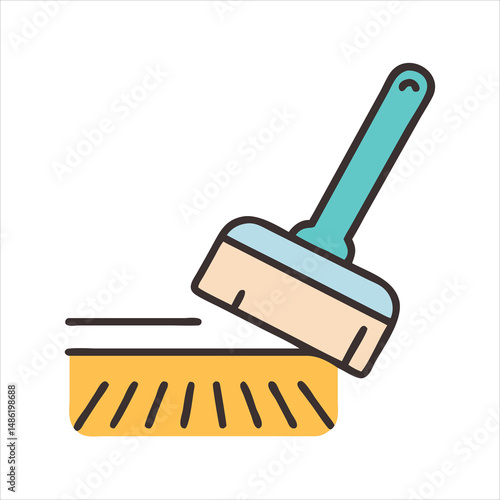 vector illustration of a hand holding brush