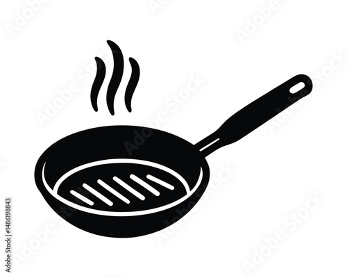 Empty pan with steam, cooking icon