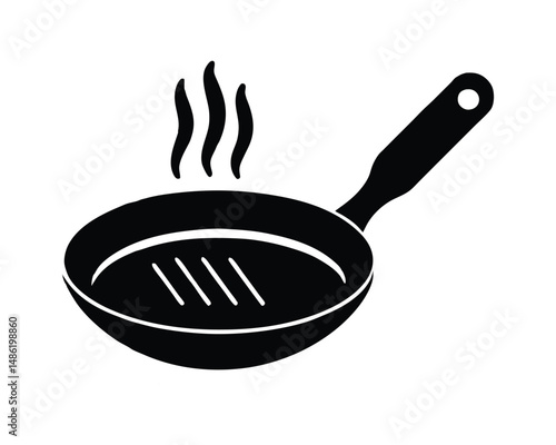 Empty pan with steam, cooking icon