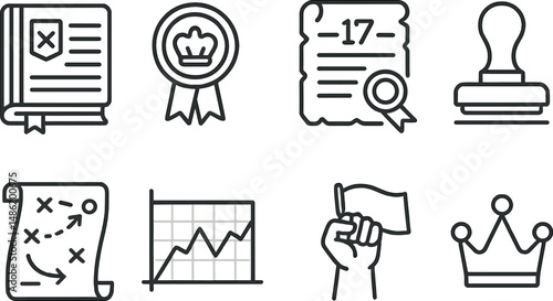 Historical outline icons set – simple, ancient and heritage symbol collection