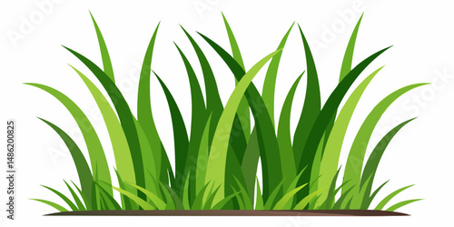 Vibrant Green Grass Blades Illustration Isolated on White