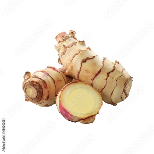 Fresh Galangal Root Slices, Thai Herb, Culinary Ingredient