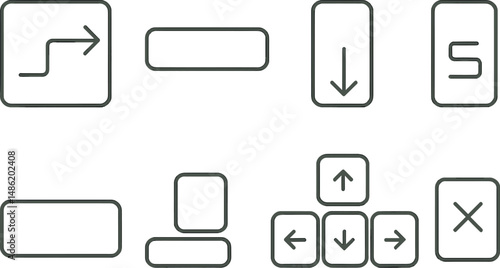 Keyboard outline icons set – simple, compose and typing tool symbols