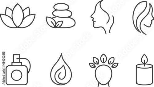 Spa and wellness icons set – silhouette, relaxation, self-care symbols