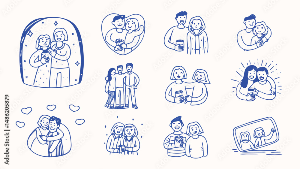 Hand drawn New Year s celebration elements festive doodles whimsical illustrations and celebratory graphics for holiday designs Hand drawn New Year s celebration elements festive doodles whimsical illustrations and celebratory graphics for holiday designs