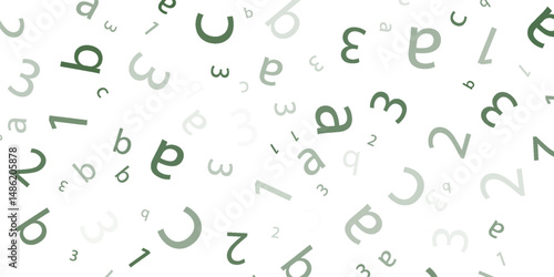 Black letter pattern on white background. Vector illustration for education design. Seamless pattern letters random flying. Alphabet book concept for grammar school. Letter wallpaper