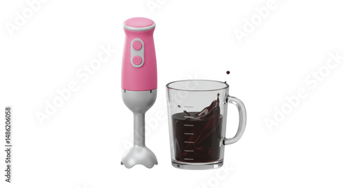 Wallpaper Mural Isolated Pink Immersion Blender with Chocolate Splash Torontodigital.ca