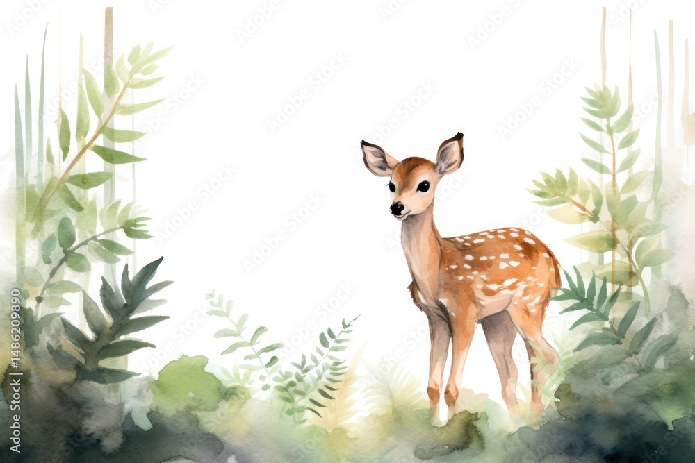 Fototapeta premium PNG Deer in jungle border wildlife animal mammal.